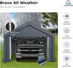 MFSTUDIO 13x24 Heavy Duty Carport, Outdoor Shades Portable Storage Shelter Garage with Rolled up Zipper Doors, Extra Large Car Canopy Tent with Roll-up Sidewalls for Boat Truck Party