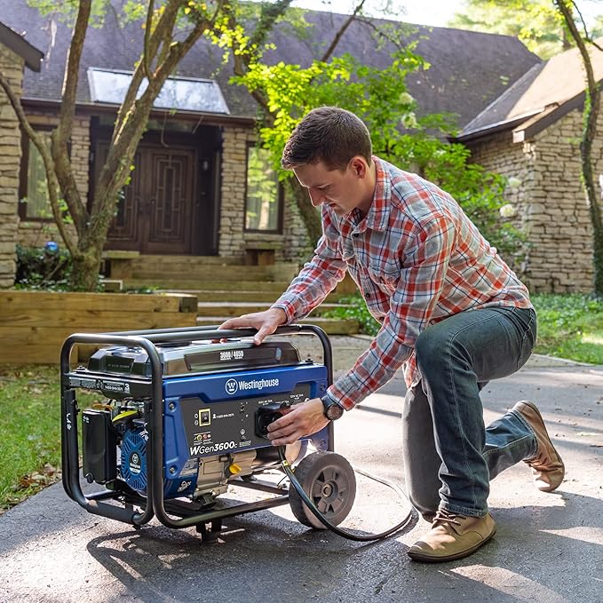 Westinghouse 4650 Peak Watt Portable Generator, RV Ready 30A Outlet, Wheel & Handle Kit, Gas Powered, CO Sensor