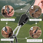 CONBOLA Camping Rope 1/8" Adjustable Rope Hanger & Pulley System with Metal Gear Heavy Duty Ratchet Tie Down Straps Camping Accessories for Tents, Tarps & Kayaks,Durable Paracord Rope for Grow Light.