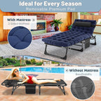 Slsy Sleeping Cots for Adults, 5-Position Folding Chaise Lounge Chairs Outdoor, Portable Folding Bed Cot Lounge Chair for Beach Lawn Camping Pool Sun Tanning