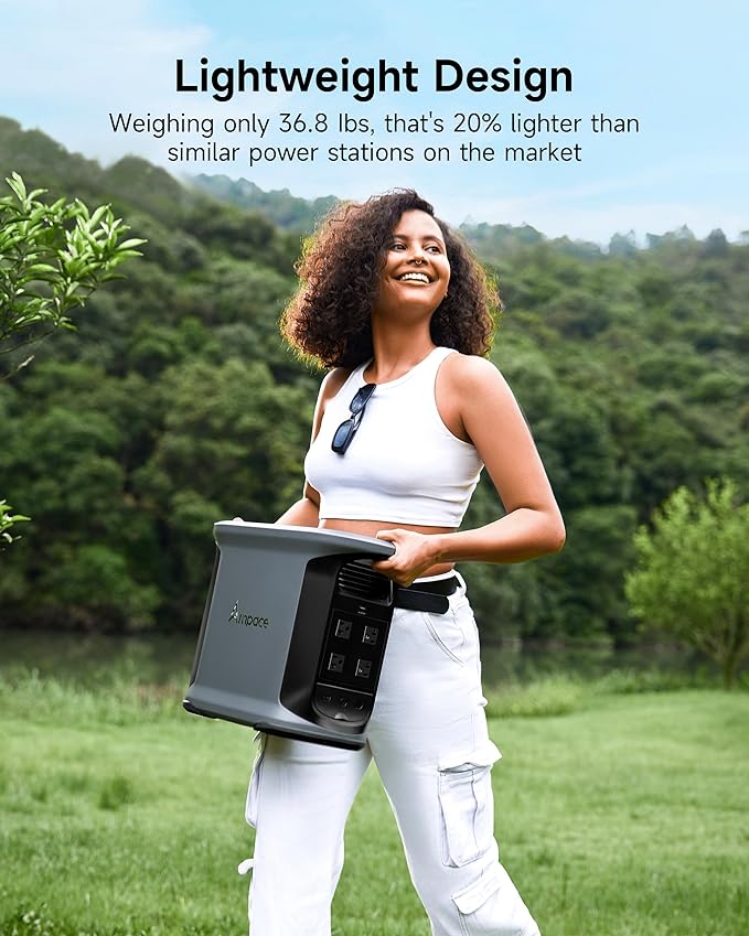 AMPACE Andes 1500 Power Station 2400W(Surge 3600W) Solar Generator with 400W Solar Panel, 1462Wh Solar Power Station, 1800W A-Boost Fast Charging, APP Control, Emergency Power for Home Use