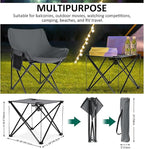 Leonyo Portable Camping Chairs for Adults, 2 Pcs Oversized Lawn Chair with Folding Camping Table for Beach, Picnic, Outdoor Sports, Fishing, Rv Travel – Grey