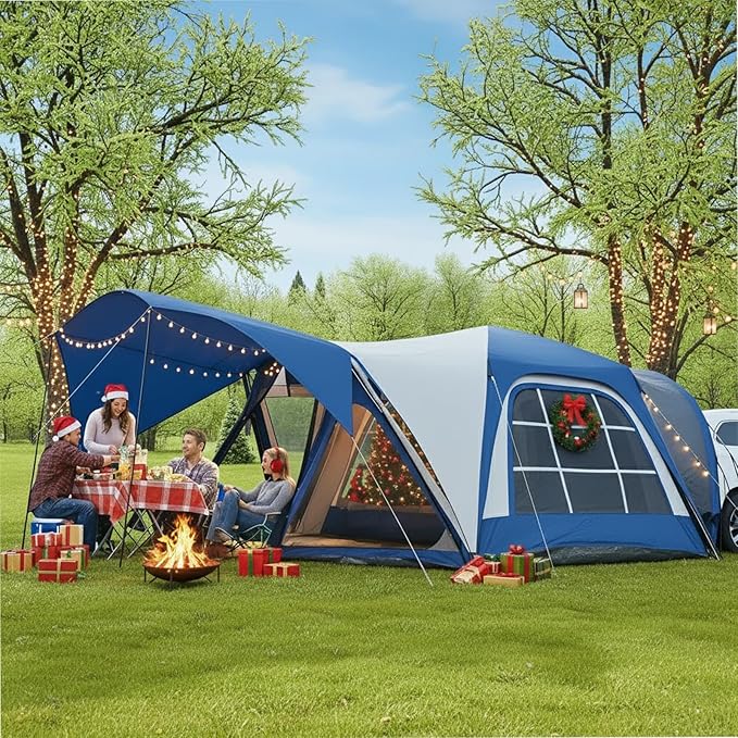 ABORON SUV Tent, 4/6 Person Waterproof SUV Camping Tent, Easy Setup Car Tent with Rainfly & Awning for Family Outdoor Adventures