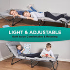 ZONETECH Folding Cot & Pad Mattress 4 Position Adjustable Portable, Premium Quality for Adult and Kids-Perfect for Camping, Travel, Patio, Beach, Indoor & Outdoor Activity (3-Pack)