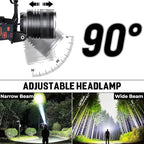 LED Rechargeable Headlamp 2 Pack, 99,000 Lumens Head Lamps (Include Βattery) Super Bright Long Distance Headlamps with 5 Mode Waterproof, 90° Adjustable Head Lights for Forehead Adults Outdoor Camping