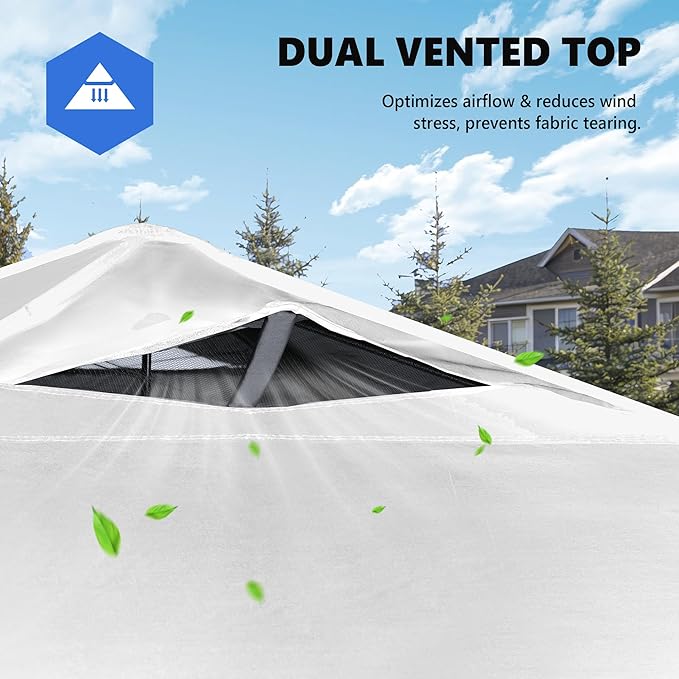 Sweetcrispy 10x10ft Pop Up Canopy Tent with 1-Person One Push Setup, Instant Portable Outdoor Shelter for Beach, Events, Camping – Includes Rolling Carry Bag, White
