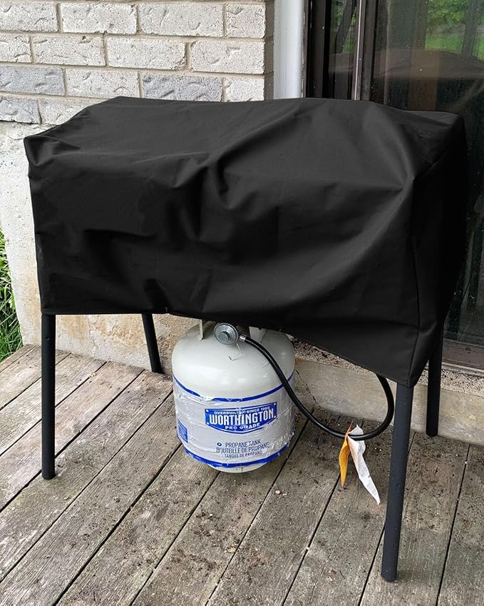 Patio Stove Cover for Camp Chef 2 Burner Waterproof Outdoor Cooking Stoves Covers 34.5 Inch UV Resistant Fits EX60LW, EX-60, DC-60LW, OSD-60LW, YK60LW, EX280LW Black WC007, 34.5L*16W*16H inch