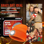 Unisex Beanie Hat with Light, Rechargeable Headlight Cap, Valentines Day Gifts for Him, Cool Gadget Gifts for Him, Birthday Gifts for Women, Gifts for Men, Orange