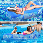 Inflatable Lounger Air Sofa with Unique Sun-Shade Design, Inflatable Beach Bed with Pillow, Waterproof Inflatable Couch Camping Chair Hammock for Hiking Backyard Travel Beach Park Picnics