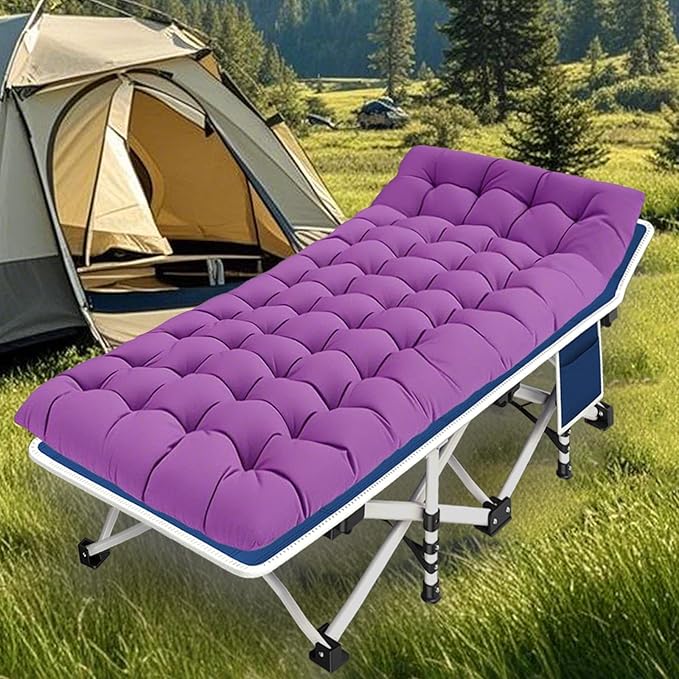 Camping Cot with Comfortable Mattress Cots for Sleeping Easy to Setup Sturdy Camping Bed Folding Cot Guest Bed with Carry Bag