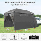 KAMPKEEPER 5pcs Sidewalls for 10X10 Commercial Instant Canopy Tent, Converts Canopies into Tent for Camping with Removable SUV Tailgate (Canopy Pole/Shelter NOT Included) (Black)