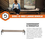 Disc-O-Bed Large Outdoor Modular 1 Person Single Camping Cot Portable Bed for Adults, Sleep Solution for Tents, Tan
