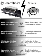 Charmline 15x11 inches Portable Charcoal Grill, Compact Portable BBQ Grill, Tabletop Charcoal Grills for Camping, Picnics, Gardens and Beach Parties, Black