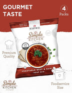 Simple Kitchen Vegetable Beef & Barley Soup Mix - 17 Servings for Family Meal Prep, Vegetarian, Gluten Free, Dehydrated & Freeze Dried Survival Food for Camping Meals & Hiking, Survival Kit, Pack of 4