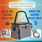 Rockland Guard Insulated Lunch Bag for Men - Lunch Box for Women with Compartments for Meal Prep Containers, Bottles, Snacks, Extra Storage Pockets - Lunchbox for Work, Travel, Picnic, Camping - Gray