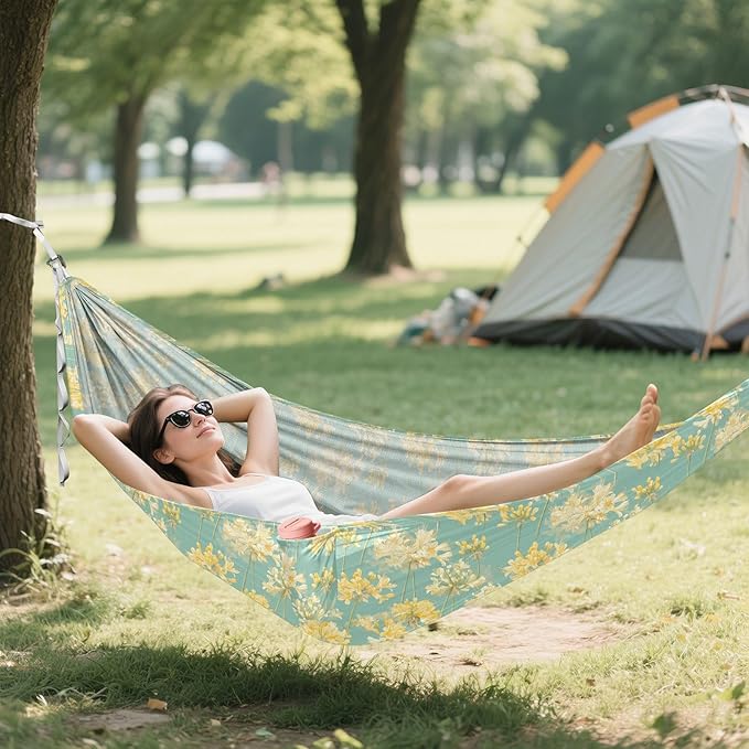 Light Yellow Flowers Hammocks for Camping Swing Hammock for Camping Travel Accessories