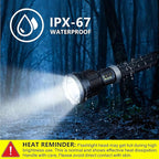 Rechargeable Flashlight 15,000 High Lumens, 120W XHP360 LED Super Bright Tactical Zoomable Flashlights with USB Output, Large Capacity Powered Waterproof Flash Light for Emergencies, Camping, Hunting