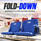 BRAWNTIDE Stadium Seat for Bleachers with Back Support - Wide Padded Reclining Bleacher Seat, Portable Folding Stadium Chair with Armrests, Hooks, Straps, Cup Holders & Pockets for Games & Concerts