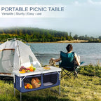 Outvita Folding Table, 4FT Aluminum Camping Table with Large Storage Space and Adjustable Height Picnic Table Lightweight for Carring Outdoor Party Events Beach