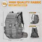 50L Military Tactical Backpack 3 Day Assault Pack Molle Daypack Hiking Backpack for Men and Women