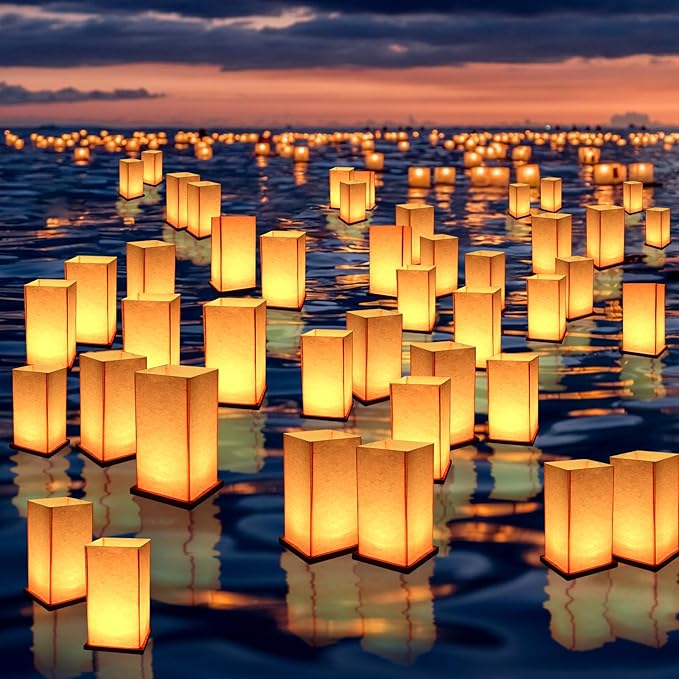 10Pack Wooden Floating Paper Lanterns with LED Candle Lights,DIY Letters Tangled Lanterns Decorative Outdoor Candle Lantern for Wedding,Pool,Birthday Party,Whishing