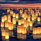 10Pack Wooden Floating Paper Lanterns with LED Remote Candle Lights,DIY Letters Tangled Lanterns Decorative Outdoor Candle Lantern for Wedding,Pool,Birthday Party ,Whishing