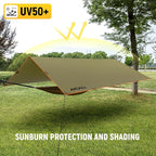 Waterproof Camping Tarp 10 x 10ft Survival Tent Backpacking Portable Tarp Multifunctional Anti-UV Shelter for Outdoor (Olive Green)