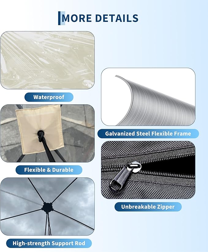 10x10 ft Pop Up Tent, All Weather Outdoor Instant Tent Shelter, 6-8 Person Transparent Rainproof & Windproof Camping Sun Shelter for Patio, Backyard, Deck, Events Tents