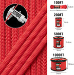 1200 Paracord Rope - 4.4mm 14 Strand Nylon Parachute Spool para Cord Lanyard for Outdoor Camping Survival Utility Tent Crafting DIY Projects Fishing Clothsline Bracelet - Red 200FT