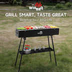 WILLBBQ Charcoal Grills Commercial Quality Portable Hibachi BBQ Lamb Skewer Folded Camping Barbecue Grill for Backyard Outdoor Cooking Use (31.5x7.2x5.2 inch), BLACK