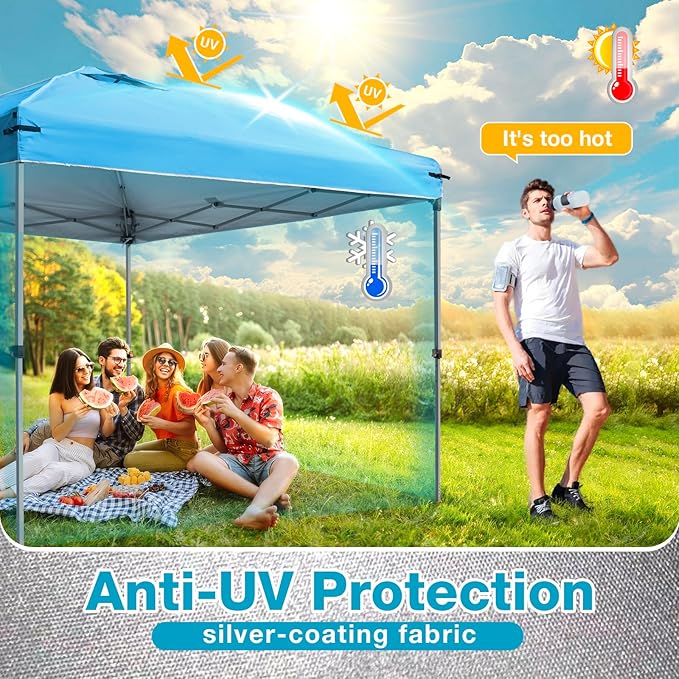 10x10 Canopy Replacement Top Cover with Air Vents for Pop up Canopy Gazebo Tent, with Adjustable Strap, Waterproof & Anti-UV for Outdoor Shade (Frame Not Included) (Sky Blue)