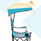 ALPHA CAMP Heavy Duty Canopy Camping Chair, 350 lbs Capacity Oversized Folding Chair with Adjustable Sunshade, Portable Sunshade Chair with Cup Holder for Beach, Fishing, Outdoor