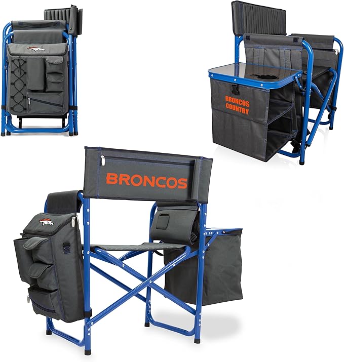Picnic TIME NFL Unisex-Adult NFL Fusion Camping Chair with Side Table and Soft Cooler, Beach Chair for Adults, Lawn Chair