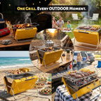 Ranger Portable Charcoal Grill – Compact Lunchbox‑Style Folding BBQ for Camping, Beach & Tailgating | Dual‑Zone Heating, Stainless Steel Body, Quick Setup, Includes Tong & Cleaning Brush