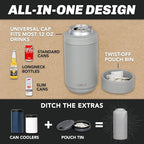 DUALIE Lower Deckie - Insulated 12 oz Can Cooler with Pouch Container - Universal Drink Holder with Built-in Pouch Bin - Choose Your Color