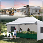 Quictent 10x20 Heavy Duty Pop up Canopy Tent with Sidewalls, Commercial Grade Instant Shelter with Wheeled Bag for Outdoor, Parties, Markets, 600D PU Coated UPF 50+ Sun Shield