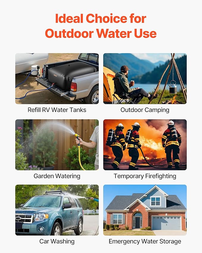 VEVOR Water Storage Bladder 142.7 Gallon Large Capacity Water Bag, Portable & Collapsible Soft Waters Container, Leakproof & Tear-Resistant PVC Emergency Waters Storage Tank for RV Truck & Outdoor Use