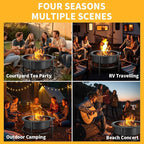 Fire Pits for Outside Wood Burning，3 in 1 Split Fire Pit with Rotating Table, Grill, Poker & Waterproof Cover, Portable Heavy Duty Steel Outdoor Firepit for Camping, Patio, Backyard