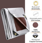 Large Tarp 8x10FT, 16 Mil Heavy Duty Waterproof with Grommets Every 23.6", 420D Thick Plastic, UV Resistant Tear & Fade Resistant, Reinforced Edges for Outdoor Pool Camp Tent