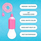 4 Hanging LED Kids Safe Lights for Treehouse, Playhouse, Camping, Indoor/Outdoor, Battery-Operated Lamps with Pull Chain