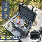 Goplus Hard Cooler, Insulated Ice Chest w/Portable Handles, Cup Holders, Ruler, Bottle Opener, 6 Day Ice Retention for Drink, Beverage, Camping, Fishing, Beach