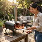 Pizza Oven Outdoor 12" Wood Fired Pizza Stove for Outside Portable Stainless Steel Camping Stove for Backyard Picnics Party Cooking Grilling Stove