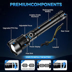 Rechargeable Flashlights High Lumens, Super Bright Tactical Flashlights with 5 Modes & Waterproof, Adjustable Focus Led Flash Lights for Home Camping Emergencies Hiking