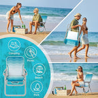 #WEJOY Folding Beach Chair for Adults, Lightweight Beach Chair with Shoulder Straps, High Back Camping Chairs with Hard Armrest, Supports 300lbs for Outdoor Lawn Concert