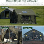 Coody Inflatable Canvas Camping Tents with Stove Jack – Premium Air Beam Family Glamping Tent, Breathable Cotton Canvas, Fast Setup Air Tent with Pump