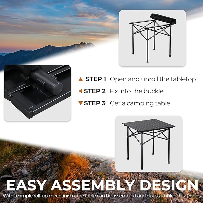 Outvita Beach Picnic Table, Lightweight Roll Up Low Camping Table, Portable Folding Table with Carrying Bag for Outdoor, BBQ, Sand, Picnic, Party, Patio 20 Inches