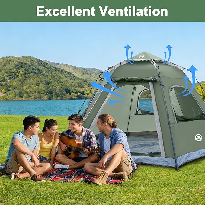 ADSMART Instant Tents for Camping 2/3/4/5 Person Tent Waterproof Easy Setup Sets Up Backpacking Tents with Carry Bag for Outdoor Hiking