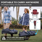 FUNDANGO Oversized Camping Chairs for Adults, Heavy Duty Fold Up Sports Games Lawn Chairs, Extra Wide Big Man Outdoor Chairs with Padded Lumbar Support Backrest, Bag Included for Camp, Beach, 2 Pack