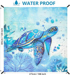 Beach Blanket Waterproof Sandproof Beach Mat 79" X 83"/10'x9'for 2-8 Adults Quick Drying Outdoor Picnic Mat Beach Accessories for Travel, Camping, Hiking