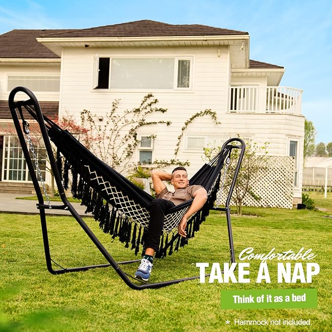 Zupapa 2 Person Steel Hammock Stand 550 lb Capacity, Portable Hammock Frame Stand Heavy Duty for 9 to 14Feet Hammocks, Carry Bag Included, Black